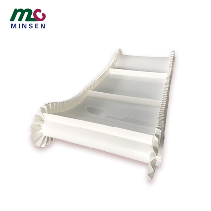 White PU skirt baffle conveyor belt