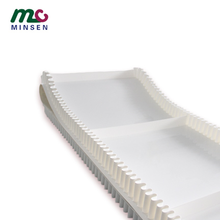 White PU skirt baffle conveyor belt