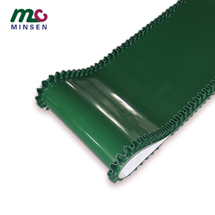 Green PVC skirt conveyor belt